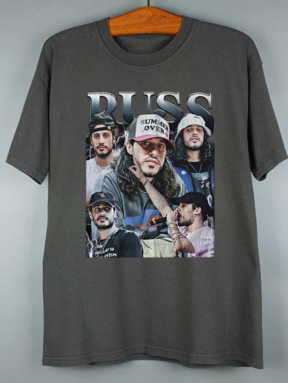 Gildan Charcoal Russ Multi-Image Graphic Tee